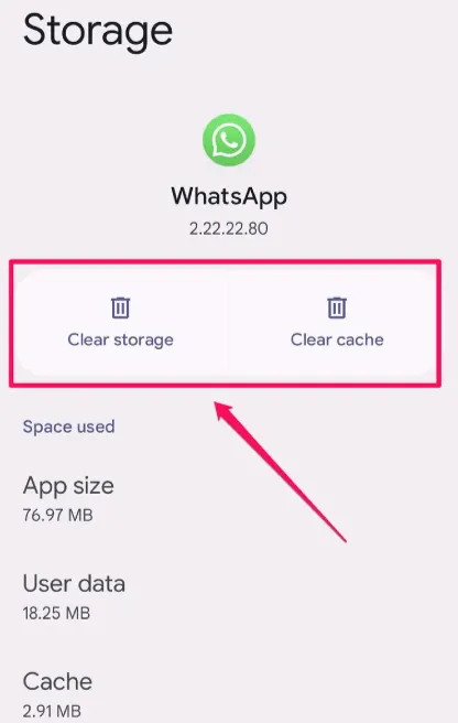 clear whatsapp cache